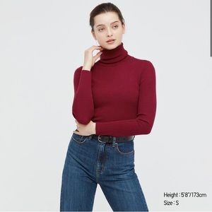 Uniqlo Extra Fine Merino Ribbed Turtleneck Sweater — Size S